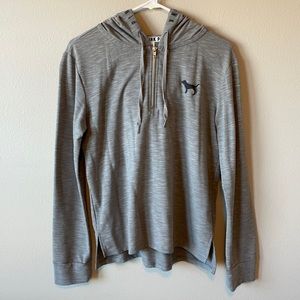 Grey PINK Hooded Quarter Zip